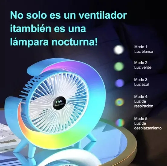 Ventilador de Mesa con Luz RGB 🌀