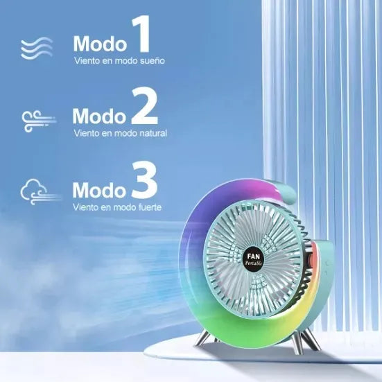 Ventilador de Mesa con Luz RGB 🌀