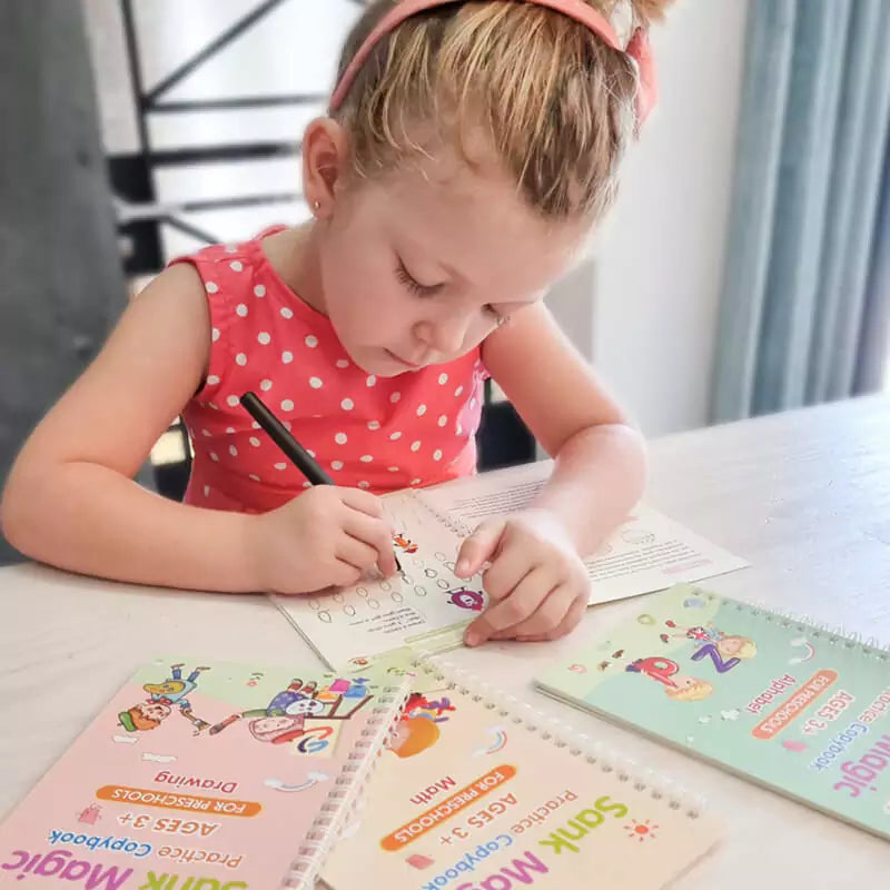 Kit x 4 Livros de Caligrafia Magic Ink Reutilizáveis