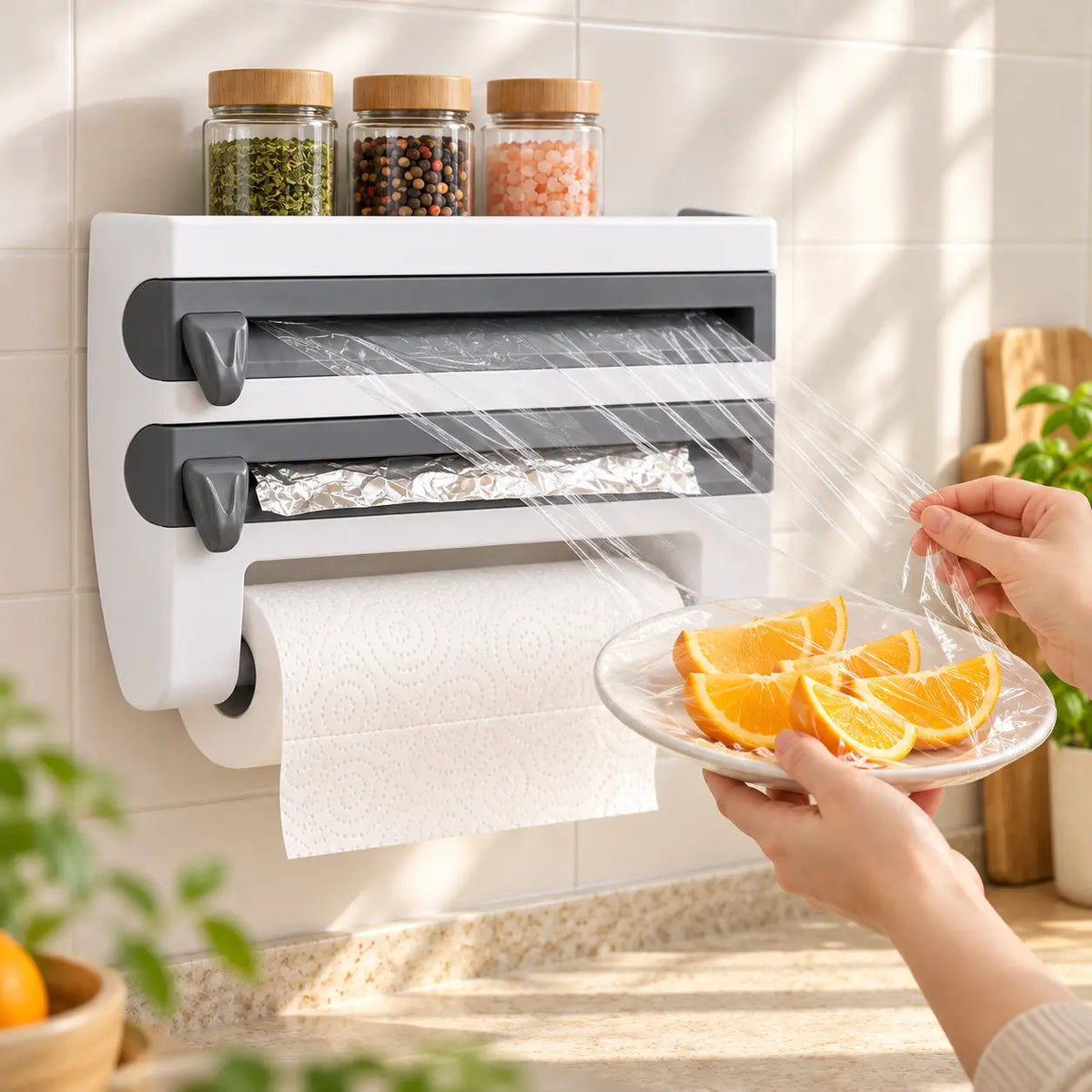 Dispensador de Papel de Cozinha 4 em 1