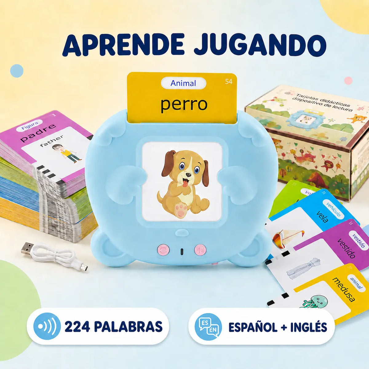 Lector Educativo Bilingüe con Sonidos 224 Palabras 🎧