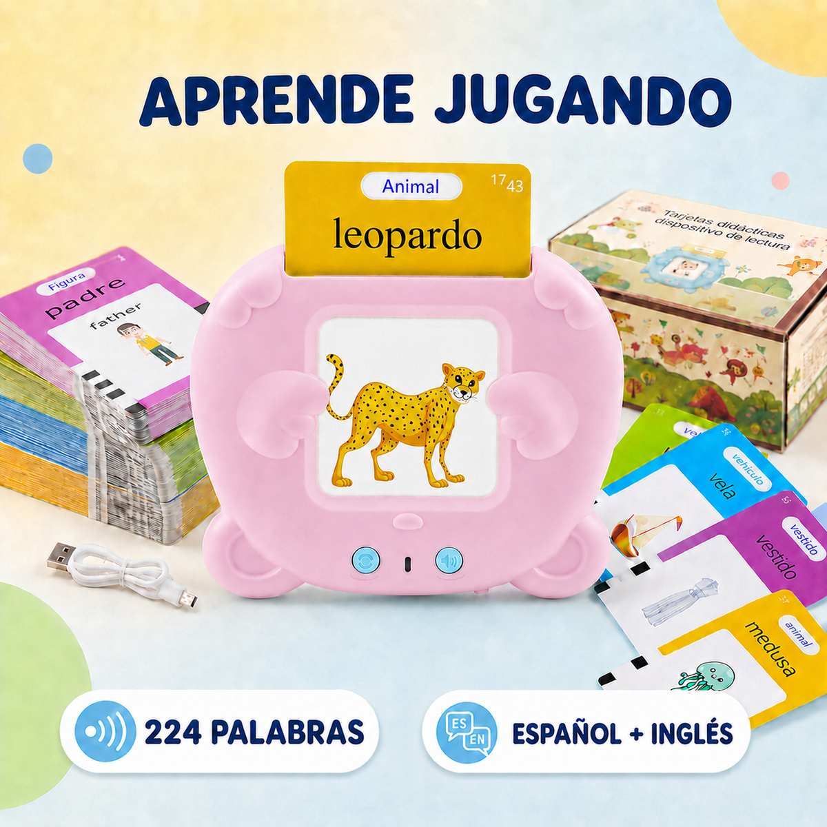 Lector Educativo Bilingüe con Sonidos 224 Palabras 🎧