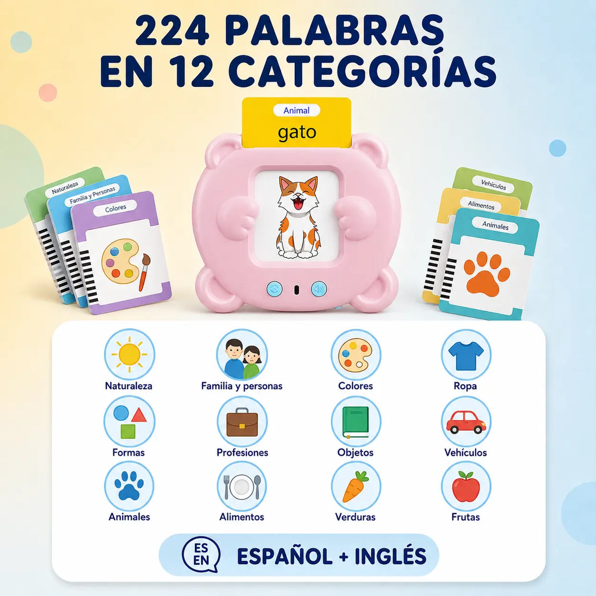 Lector Educativo Bilingüe con Sonidos 224 Palabras 🎧
