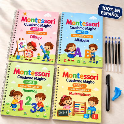 Kit x 4 Libros de Caligrafía con Tinta Mágica Reutilizable